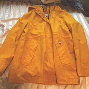 Yellow long rain jacket
